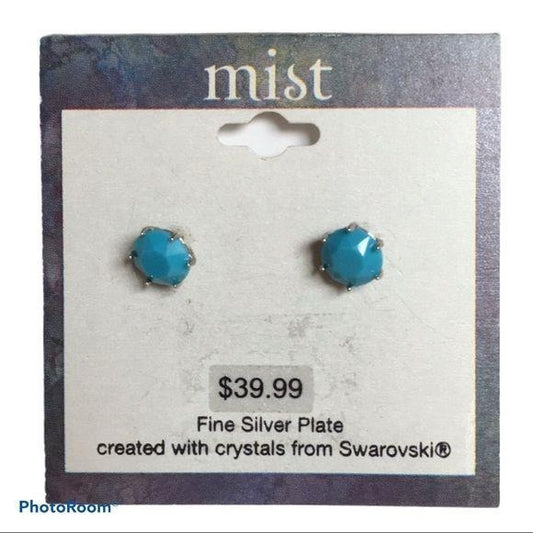 Mist Swarovski Silver Turquoise Earrings New