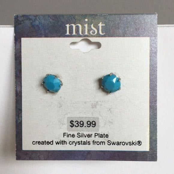 Mist Swarovski Silver Turquoise Earrings New