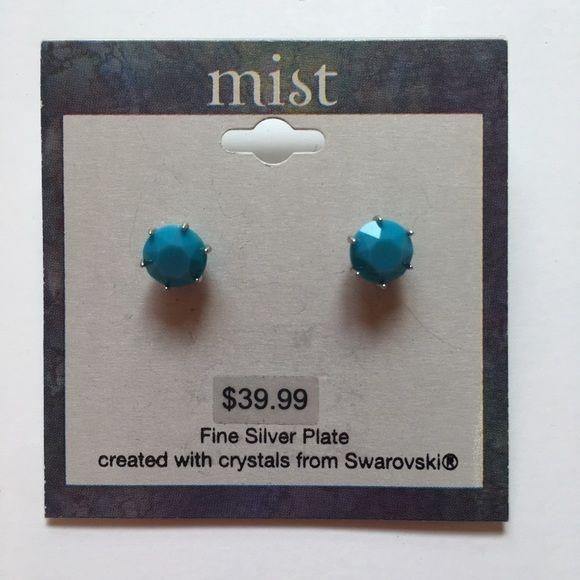Mist Swarovski Silver Turquoise Earrings New