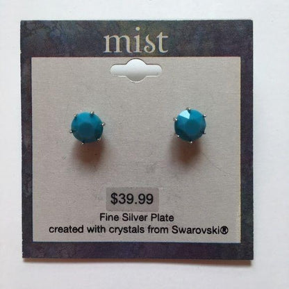 Mist Swarovski Silver Turquoise Earrings New
