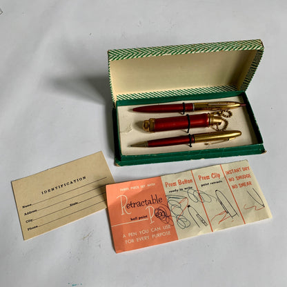 Windsor Pen Set Maroon Gold Vintage In Box with Papers