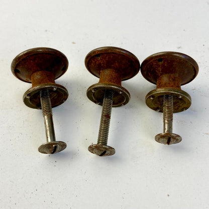 Lot 3 Antique Brass/Bronze 1" Drawer Pulls Knobs Floral Design Vintage ORIGINAL