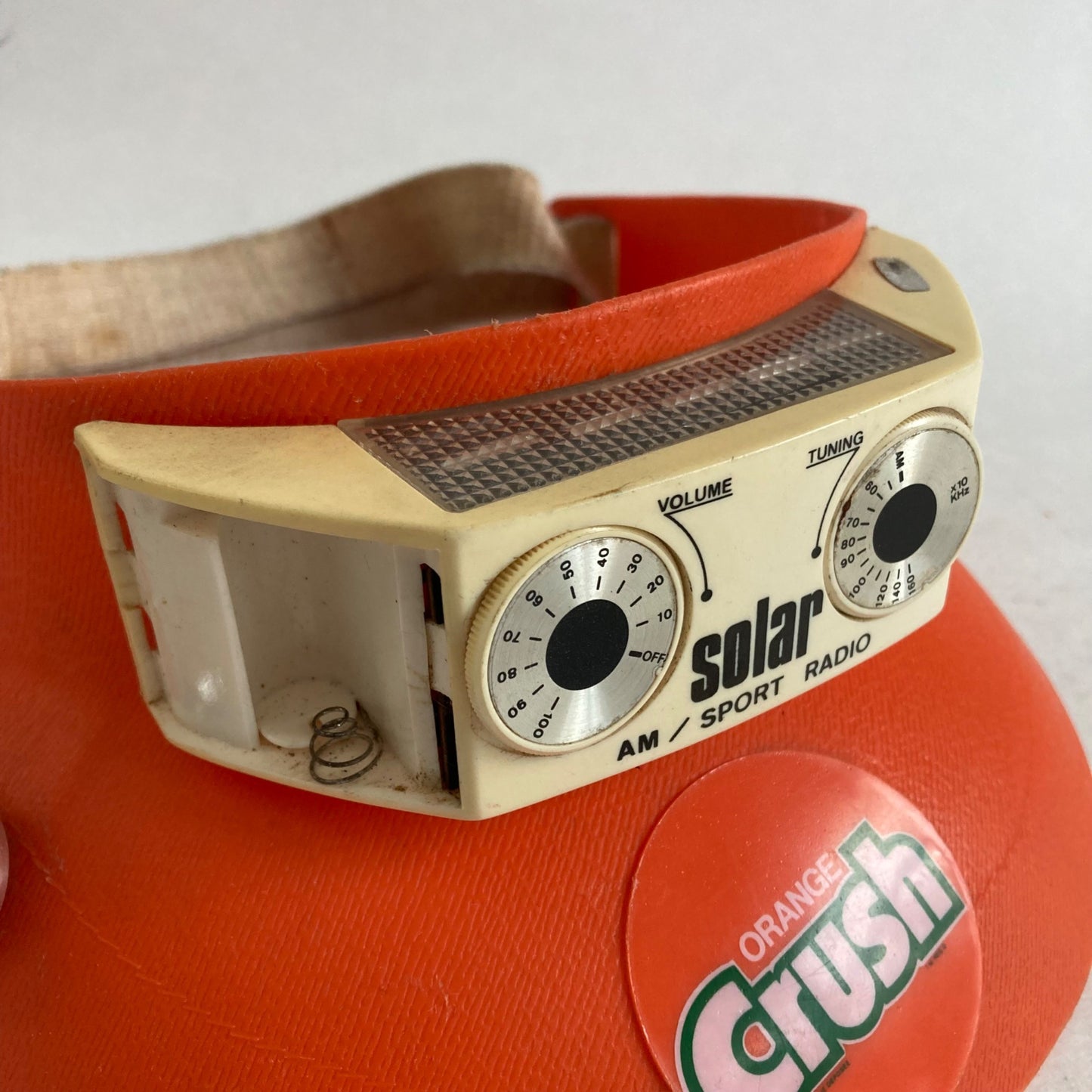 RARE Vintage ORANGE CRUSH Radio Visor Plastic Solar Sport FOR PARTS OR REPAIR