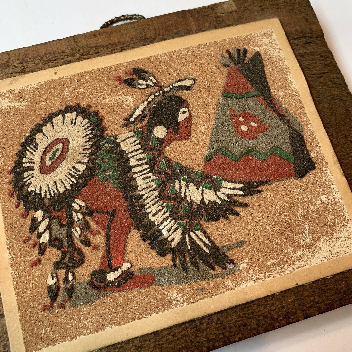 The Eagle Dance Ceremony Sand Art on Wood Pictures Pair