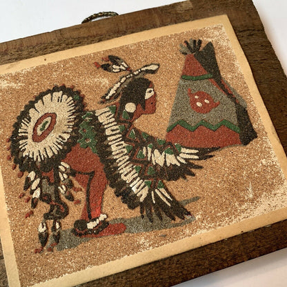 The Eagle Dance Ceremony Sand Art on Wood Pictures Pair