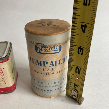 Vintage HyeTest Pumice Tin & Rexall Lump Alum Powder Container