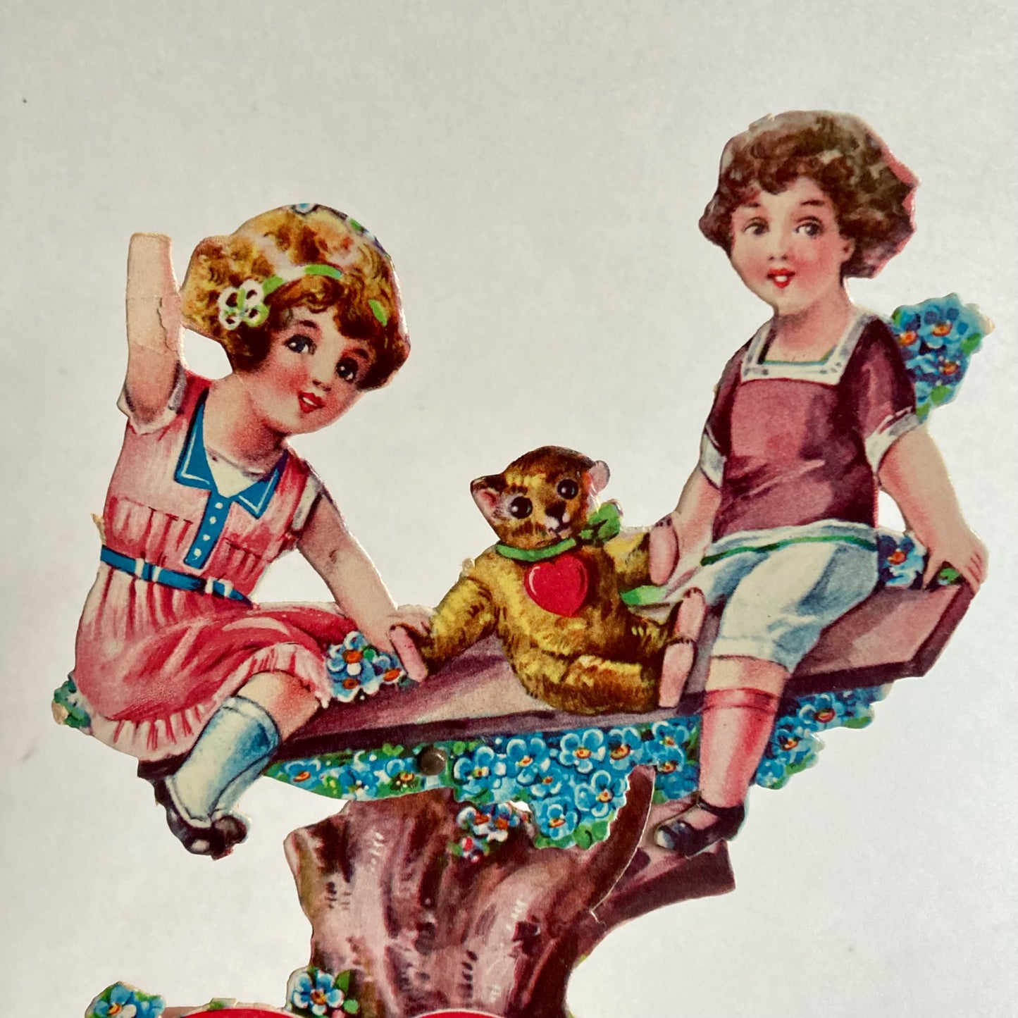 Vintage See-Saw Valentine Card Made in Germany Mechanical