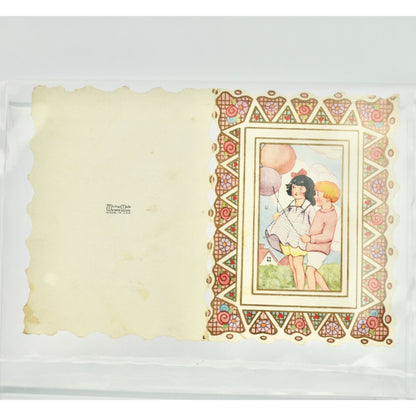 Vintage Valentine's Day Card Die Cut Whitney Made Boy Girl Balloons