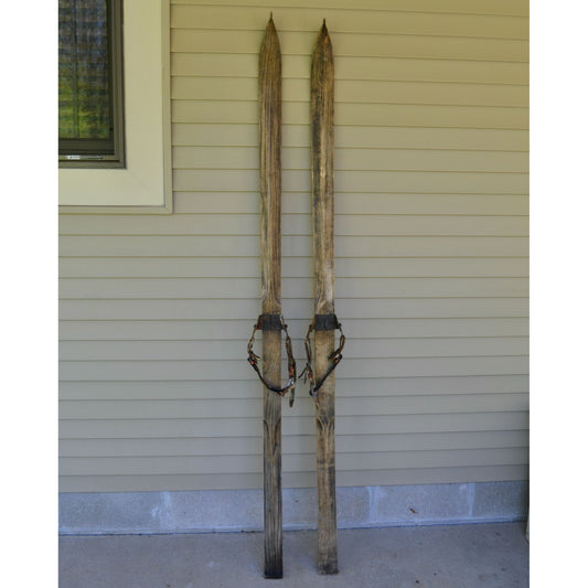 Vintage Wood Snow Skis Downhill Wooden Alpine Skiing 76" Antique 1930's-1940's