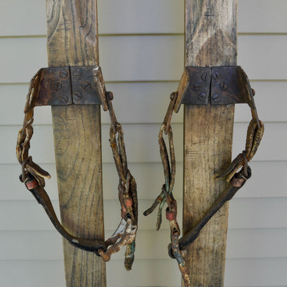 Vintage Wood Snow Skis Downhill Wooden Alpine Skiing 76" Antique 1930's-1940's
