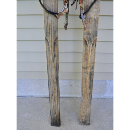 Vintage Wood Snow Skis Downhill Wooden Alpine Skiing 76" Antique 1930's-1940's