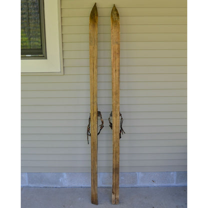 Vintage Wood Snow Skis Downhill Wooden Alpine Skiing 76" Antique 1930's-1940's