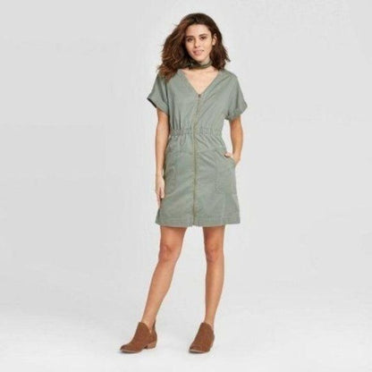 Universal Thread Green Zip Up Dress New