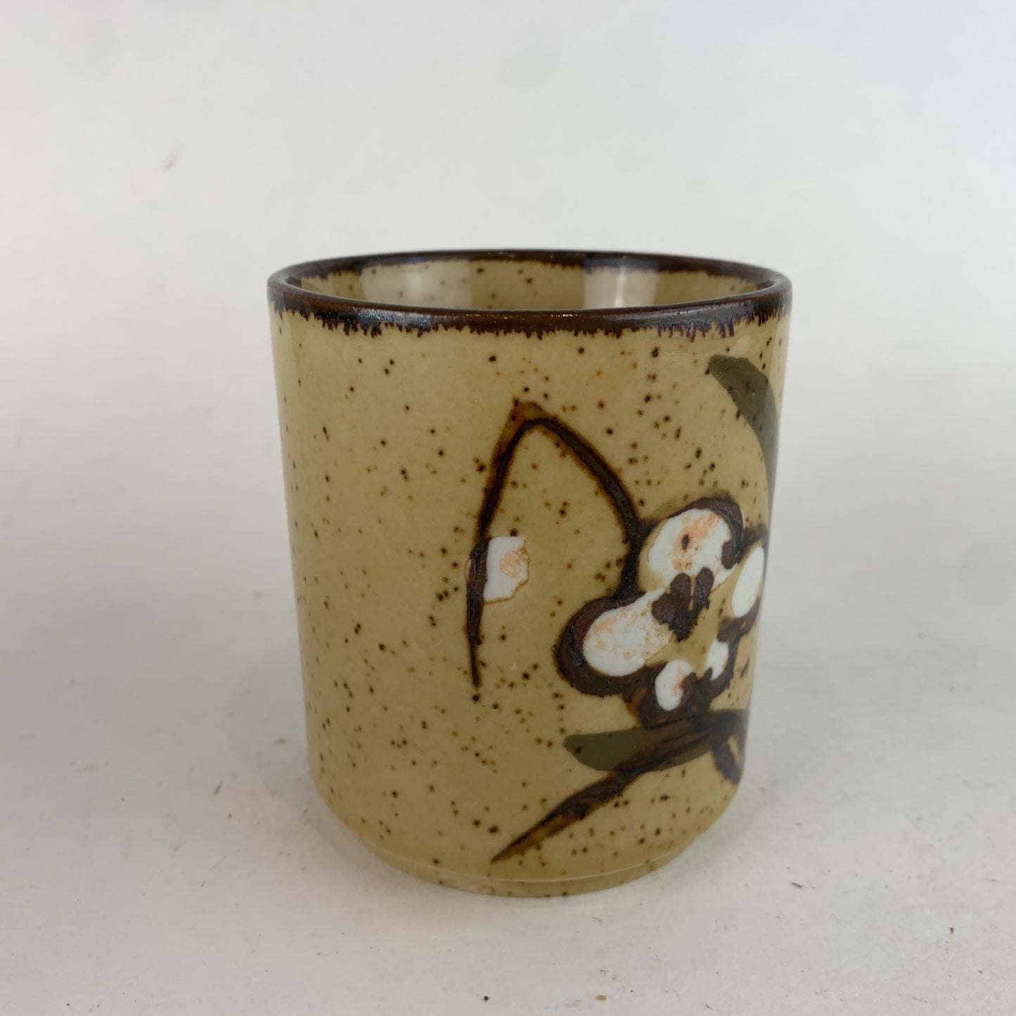 Vintage Japan Brown Speckled Floral Coffee Mug