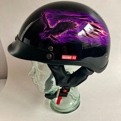 Hot Leathers Purple Blackout Eagle Motorcycle Half-Helmet Size XS