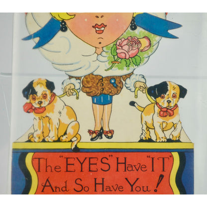 Vintage Googly Eyed Girl Valentine Card Large
