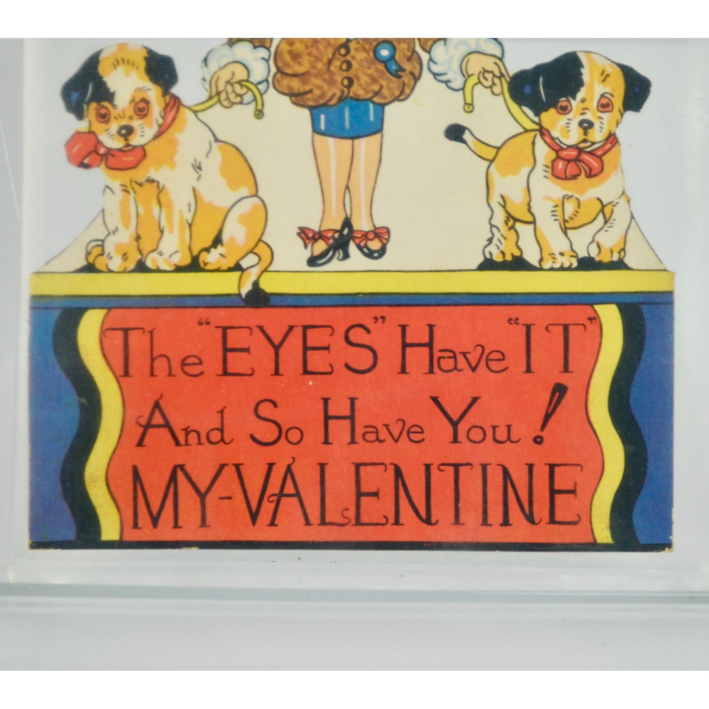 Vintage Googly Eyed Girl Valentine Card Large