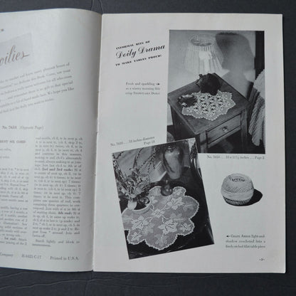 Vintage 1943 Doilies Pattern Book No. 201 By The Spool Cotton Co.