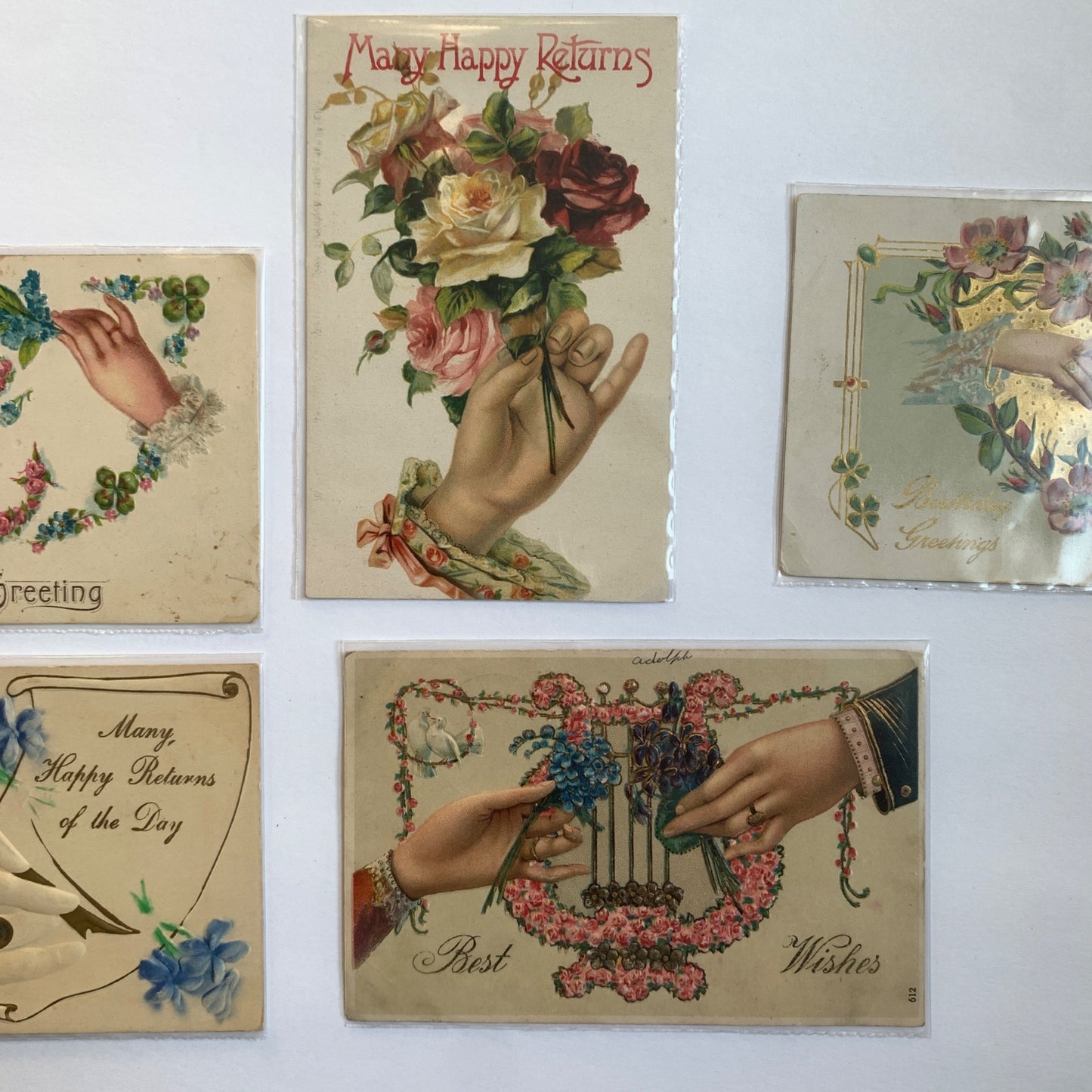 Antique 1906 Era Postcards Dated Stamped Birthday Happy Returns