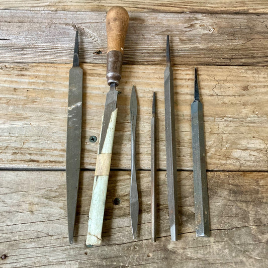 Lot 6 Vintage Hand Files Wood Metal Working Tools