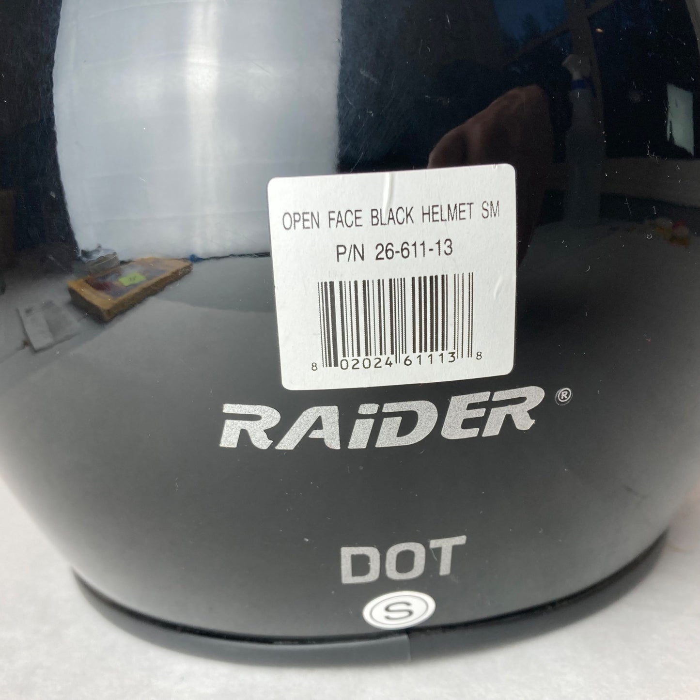 Raider Open Face Motorcycle Helmet Black Size S 26-611-13 READ