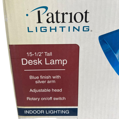 Patriot Lighting 15.5" Desk Lamp Nolan Adjustable Blue Silver Finish NEW