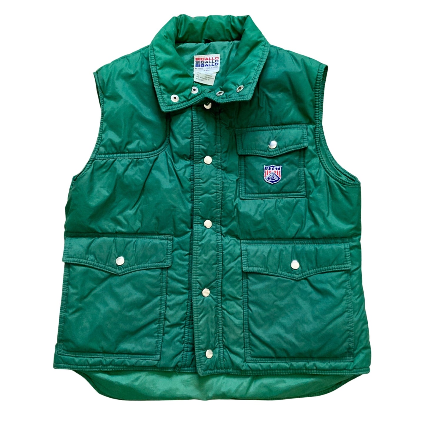 Vintage Sigallo Green Ski Puffer Vest Men's Size Medium CLEAN!