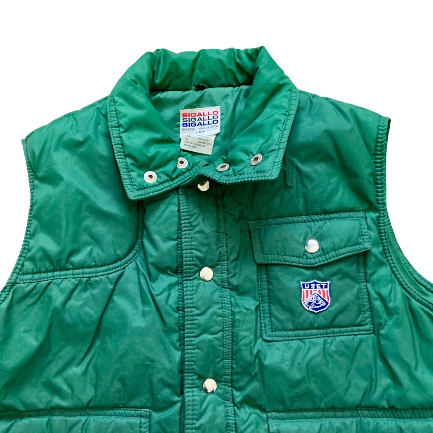 Vintage Sigallo Green Ski Puffer Vest Men's Size Medium CLEAN!