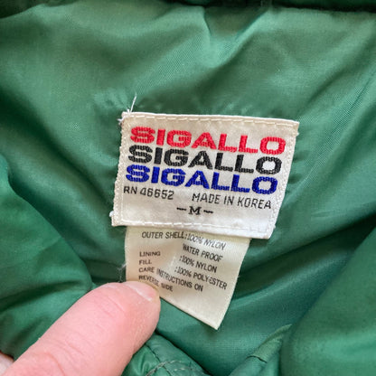 Vintage Sigallo Green Ski Puffer Vest Men's Size Medium CLEAN!