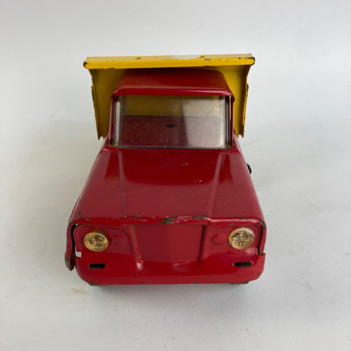 Vintage Tonka Toys Jeep Dump Truck Pressed Steel Red Yellow WORKS!
