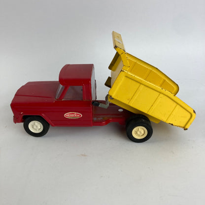 Vintage Tonka Toys Jeep Dump Truck Pressed Steel Red Yellow WORKS!