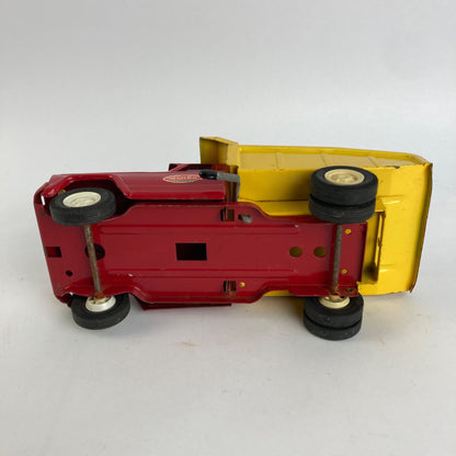 Vintage Tonka Toys Jeep Dump Truck Pressed Steel Red Yellow WORKS!