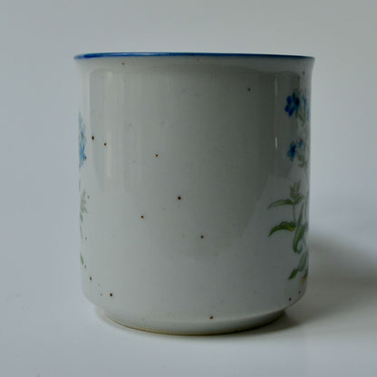 Vintage Blue Speckled Floral Flowers Coffee Mug