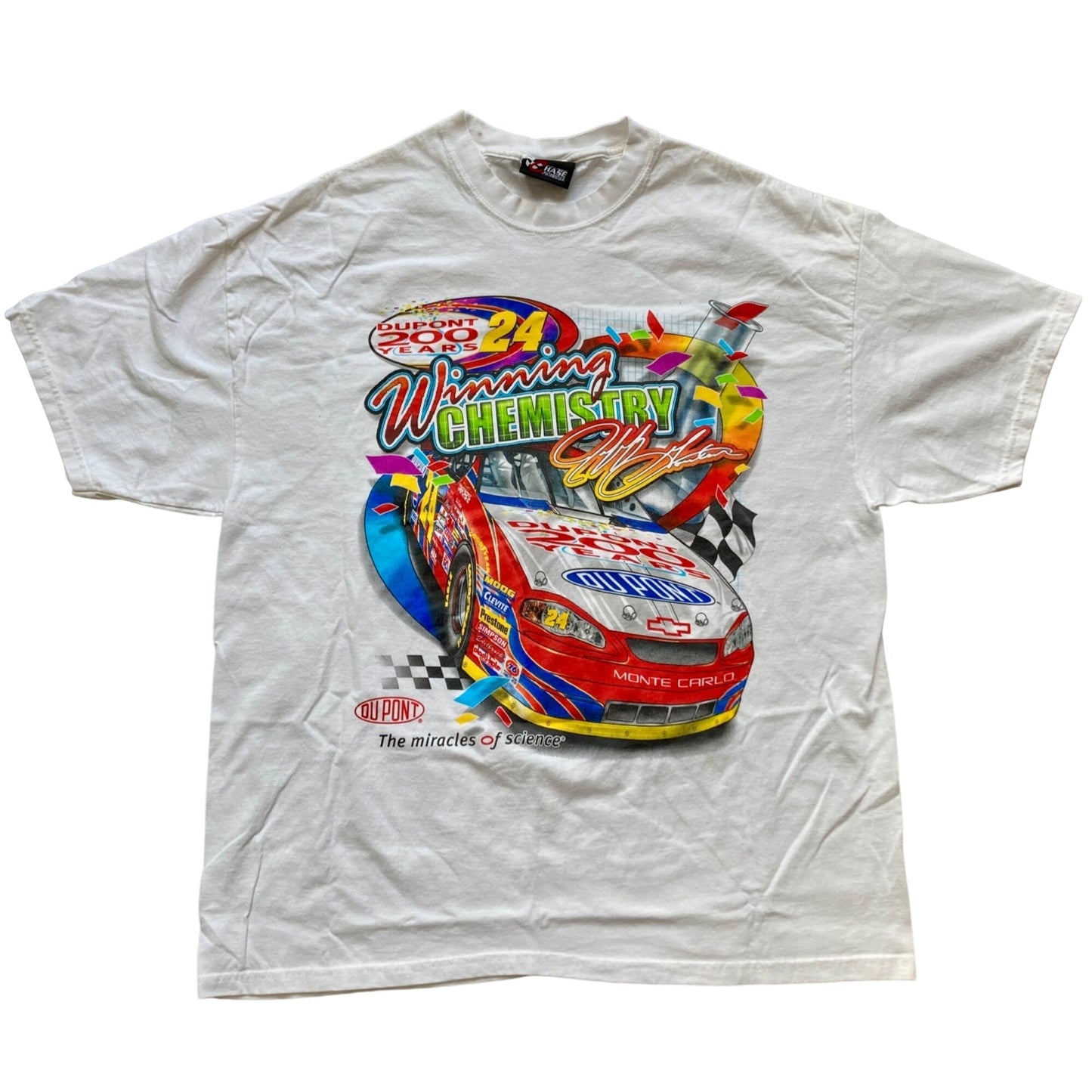 Vintage NASCAR Jeff Gordon #24 Dupont 200 Years T-Shirt Winning Chemistry Mens L