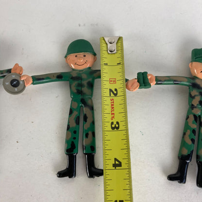 Vintage Flexible Army Men Toy Soldiers Bendable Set of 4