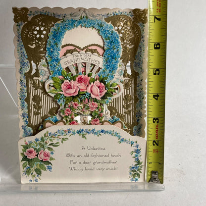 Vintage 3D Valentine Card "For A Dear Grandmother" Pop-Out Embossed Grandma 1963