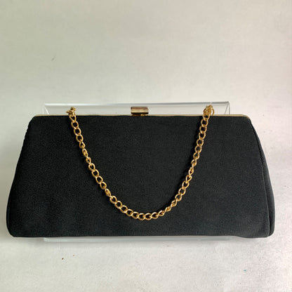 Vintage Black Frame Gold Chain 1950s 1960s Clutch