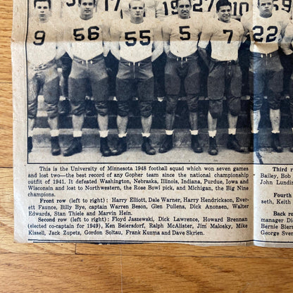1948 Minnesota Gophers Football Team Photo Minneapolis Star Tribune Newspaper