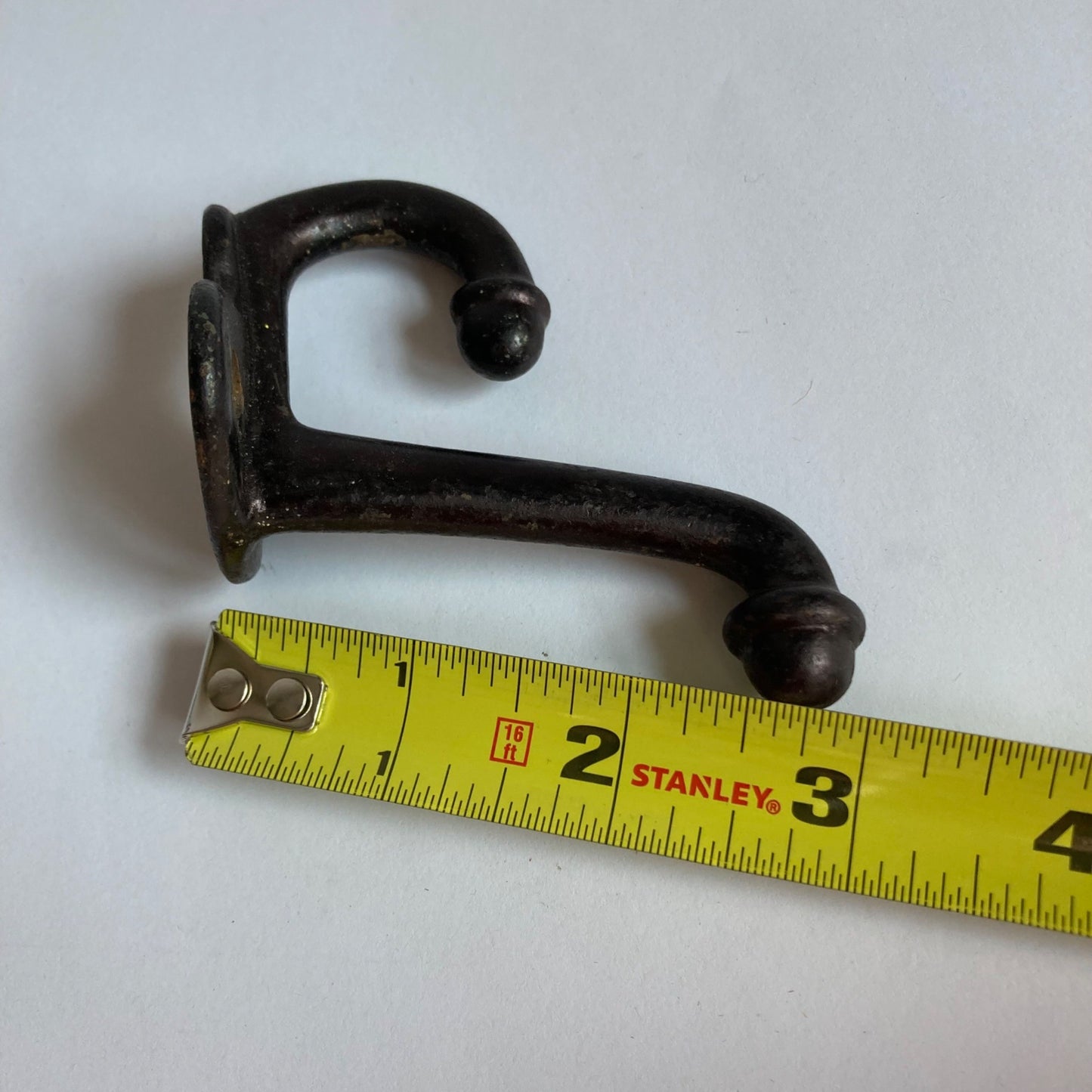 Lot 3 Antique Cast Iron Double Acorn Tip Coat Hooks Hat Vintage Original