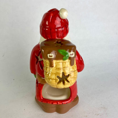 Hallmark Santa Claus Tea Light Candle Holder 7" Christmas Ceramic NICE!