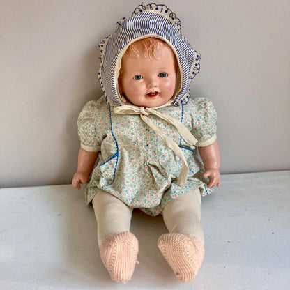 Antique 25" Doll Baby Eyes Open & Close Kinda Creepy!