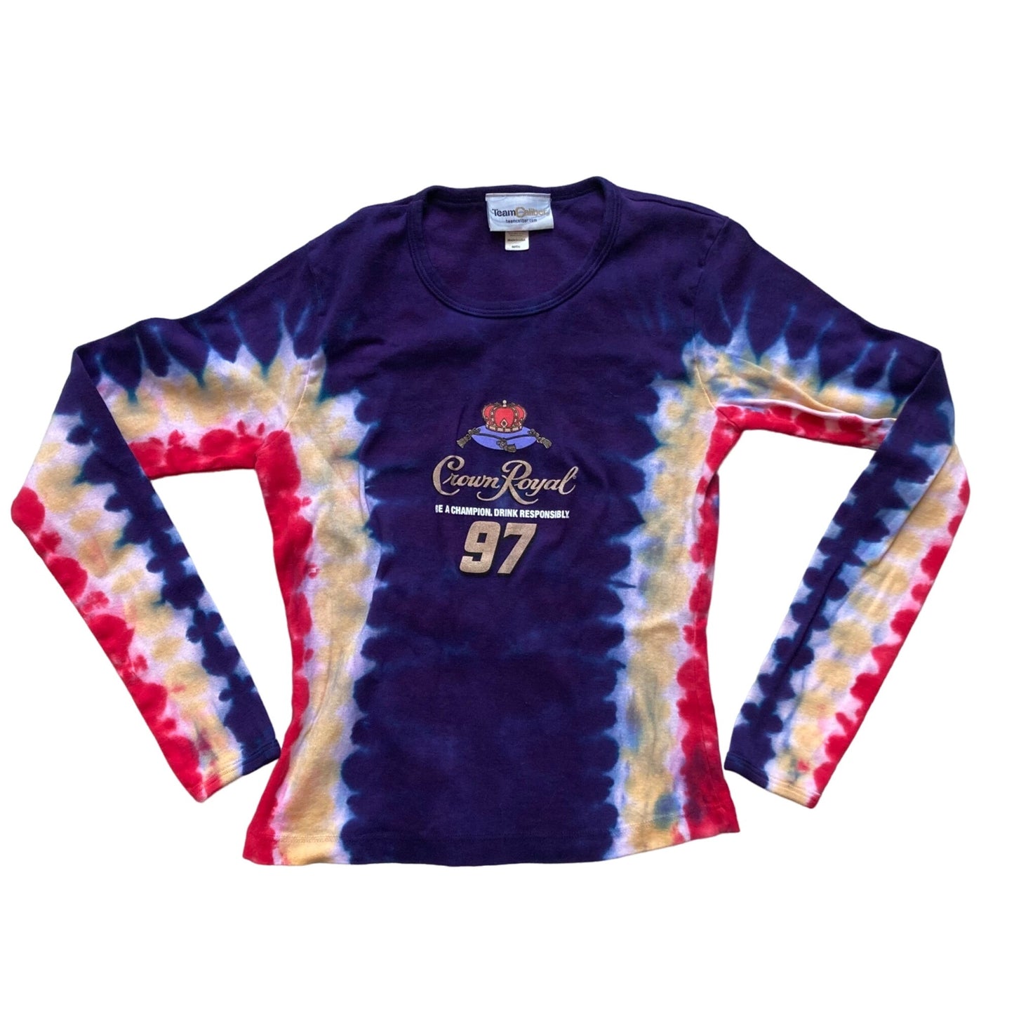 Vintage Kurt Busch #97 Crown Royal NASCAR Tie-Dye Long Sleeve T-Shirt Women's M