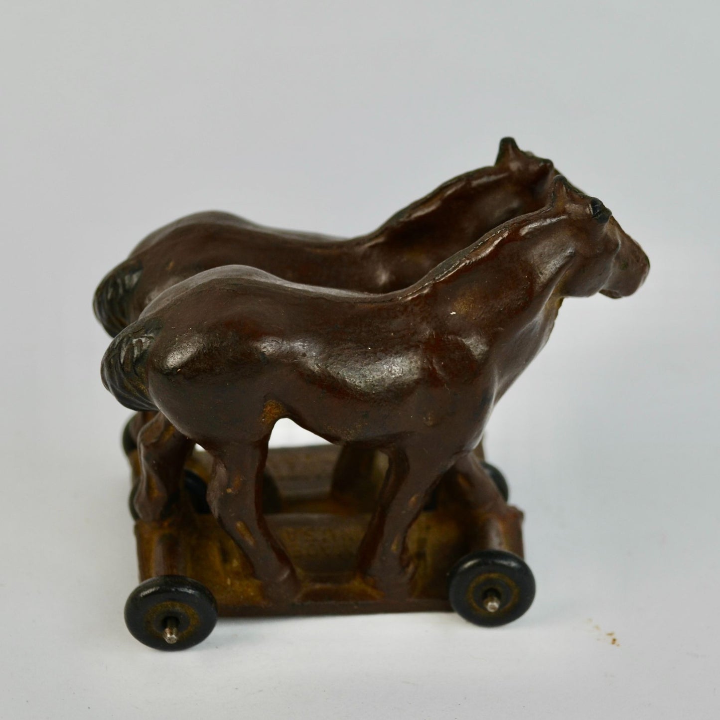 Auburn Rubber Toy Company Draft Double Horses Wheeled AS IS