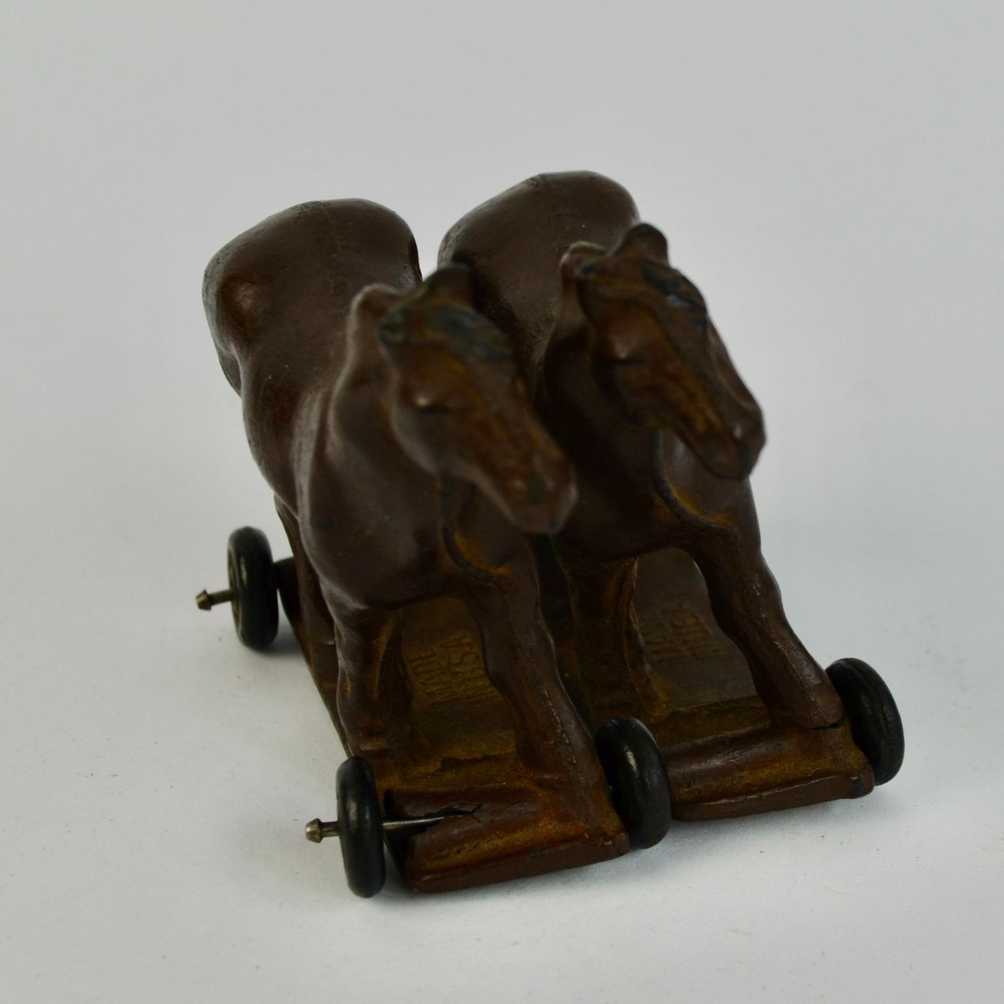 Auburn Rubber Toy Company Draft Double Horses Wheeled AS IS