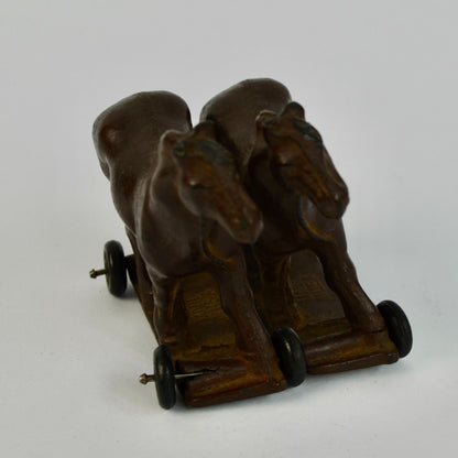 Auburn Rubber Toy Company Draft Double Horses Wheeled AS IS