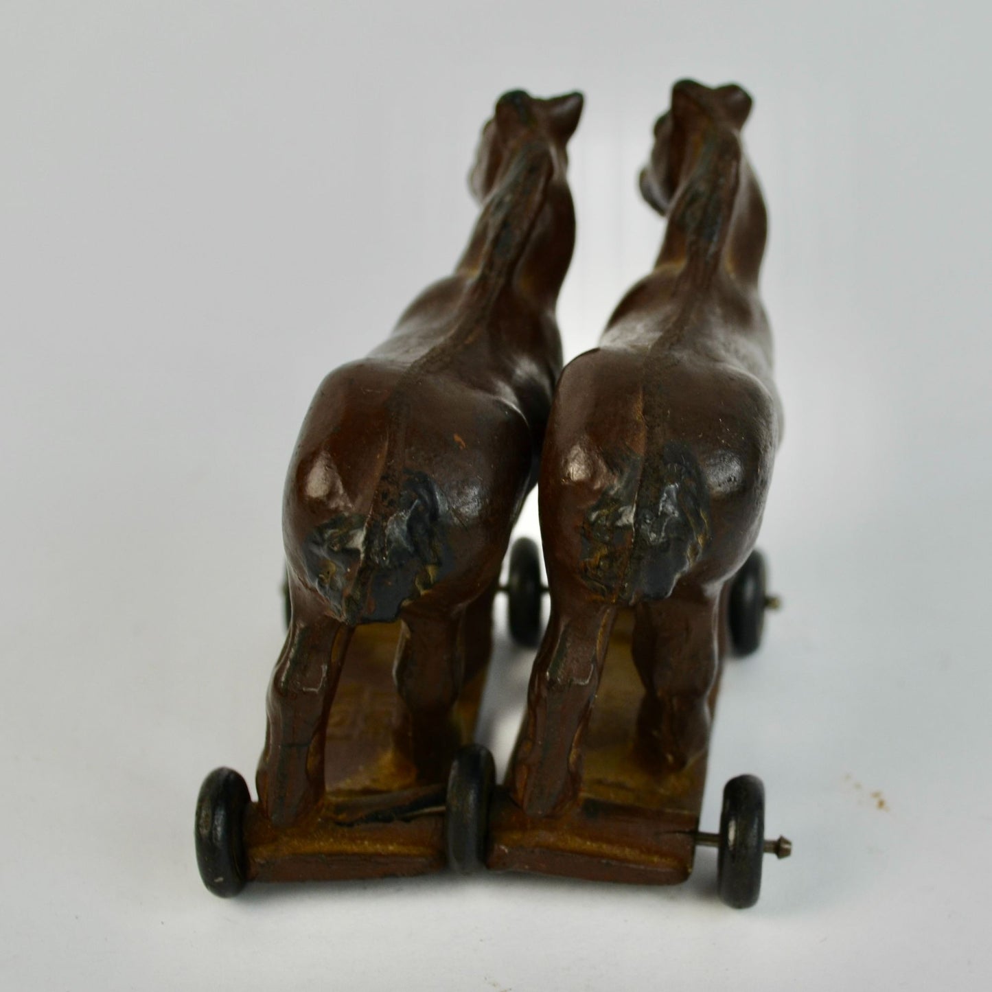 Auburn Rubber Toy Company Draft Double Horses Wheeled AS IS