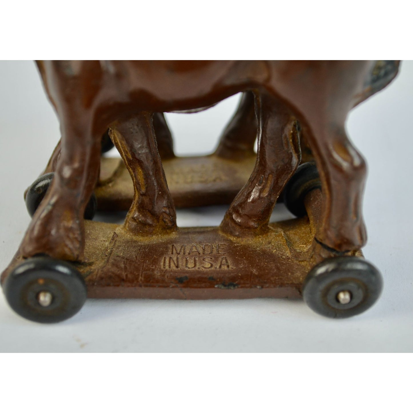 Auburn Rubber Toy Company Draft Double Horses Wheeled AS IS