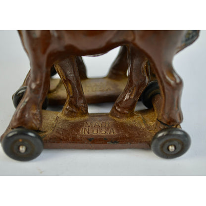 Auburn Rubber Toy Company Draft Double Horses Wheeled AS IS