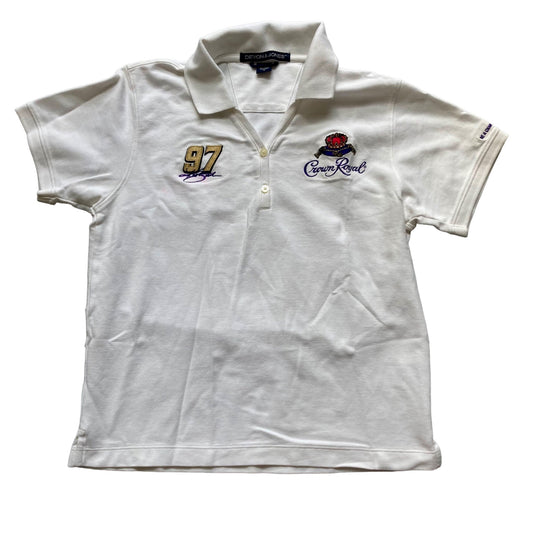 Vintage Kurt Busch #97 Crown Royal Women's Polo Shirt Size S Devon & Jones