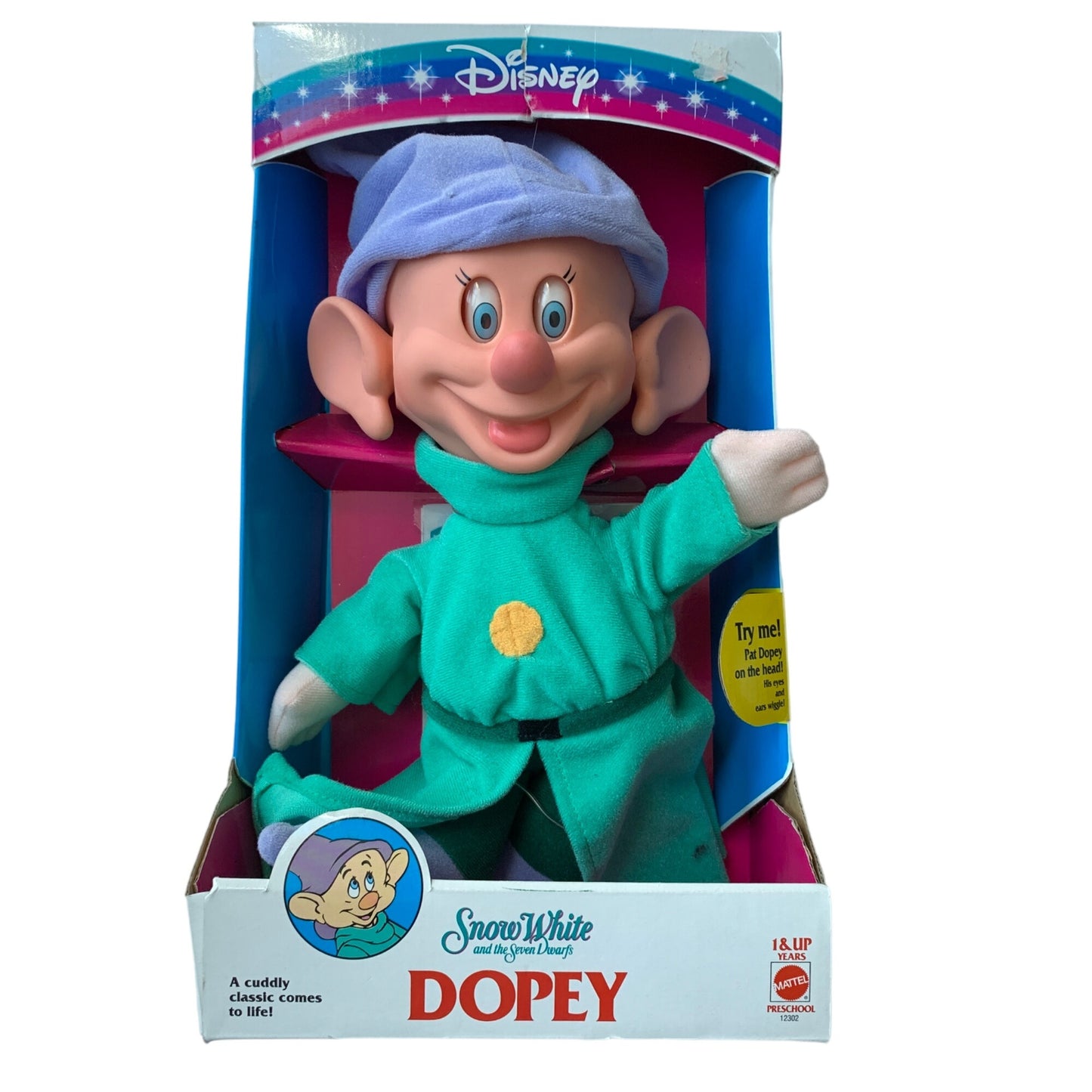 Mattel Disney Snow White Dopey Wiggling Ears Eyes New